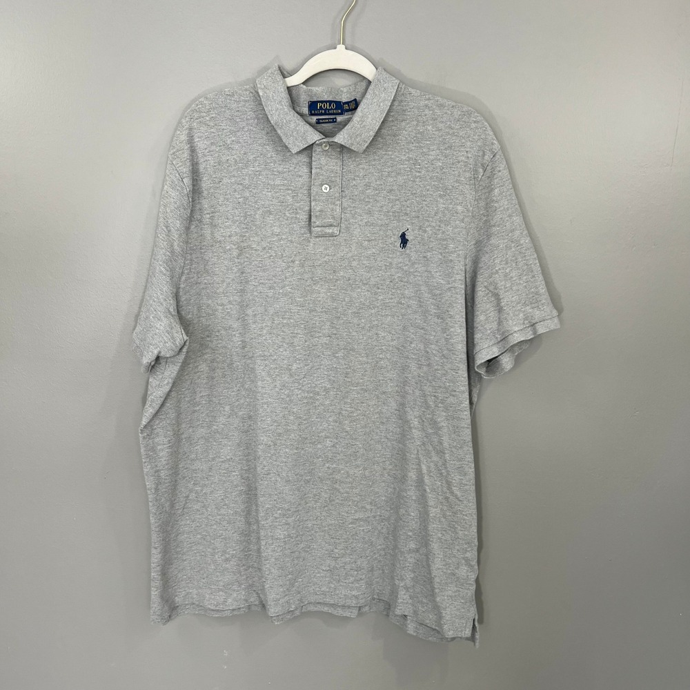 Polo Ralph Lauren Polo Shirt Mens XXL Gray Great Classic Fit Cotton Pique